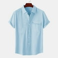 thumbnail image 4 of Njoeus Men Linen Shirts Casual Short Sleeve Buttons Down Shirts Mens Comfy Lightweight Tops Summer Beach Wedding Vacation Hawaiian Shirt with Pocket Big & Tall Sizes 3X 4X 5X Summer Savings, 4 of 8