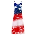 thumbnail image 5 of Rciityk Women's 250th Anniversary 4th of July Maxi Dress - V Neck Spaghetti Strap Patriotic USA Flags Star Print Sleeveless Ankle Length Casual Dress, 5 of 8