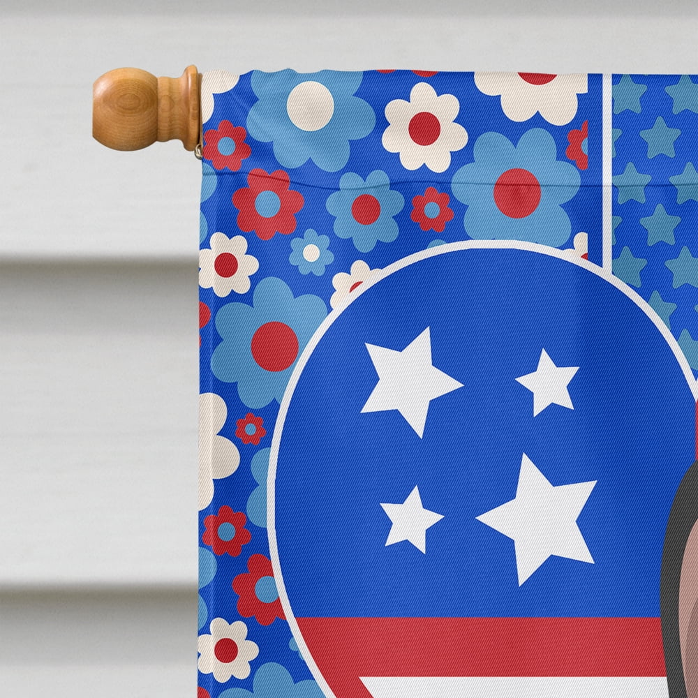 Black and White French Bulldog USA American Flag Canvas House Size