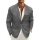 thumbnail image 3 of Trajes casuales para hombre, chaqueta deportiva de lino, chaqueta individual, solapa con muescas, traje masculino para verano, playa, vestidos de boda, fiesta, disfraces de lino, 3 of 5