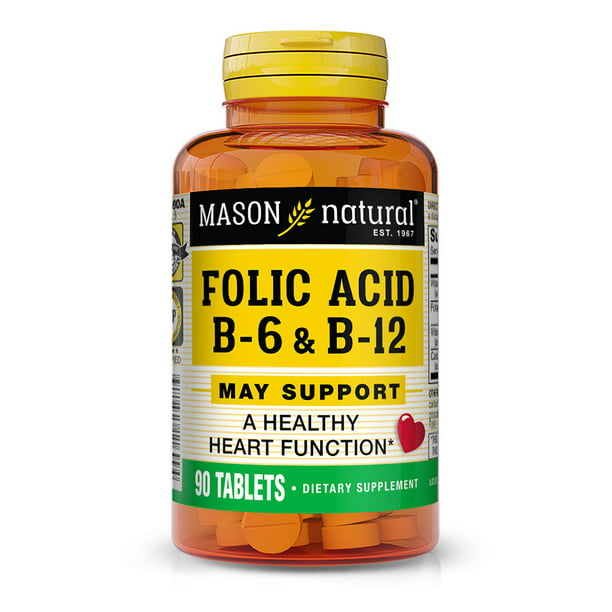 Barry Schrijf op naaimachine Mason Natural Heart Formula Folic Acid with Vitamin B6 and B12 - Supports  Cardiovascular Health, Red Blood Cell Formation, Metabolic Function, 90  Tablets - Walmart.com