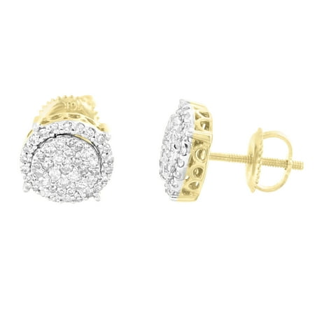 Master Of Bling Solitaire Cer Set Diamond Earrings 9mm Solitaire Cer Set Diamond Earrings 9mm Back 10k Gold 0 50 Carat Men
