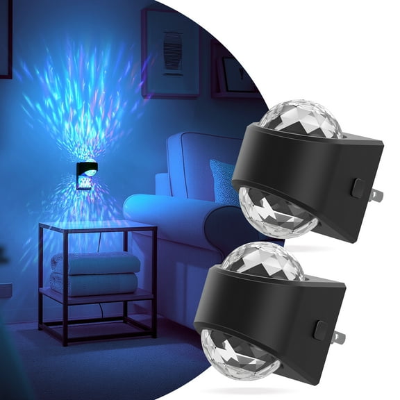 2 Pcs RGB Color Changing Projection Night Light with Modes