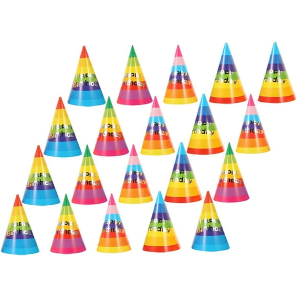 HUGFEGWE 20pcs Rainbow Birthday Hat Party Hats Birthday Fun Party Hats Birthday Celebration Hat Birthday Party Headwear Birthday Cap Mini Party Hats Paper Three-cornered Hat Child Portable