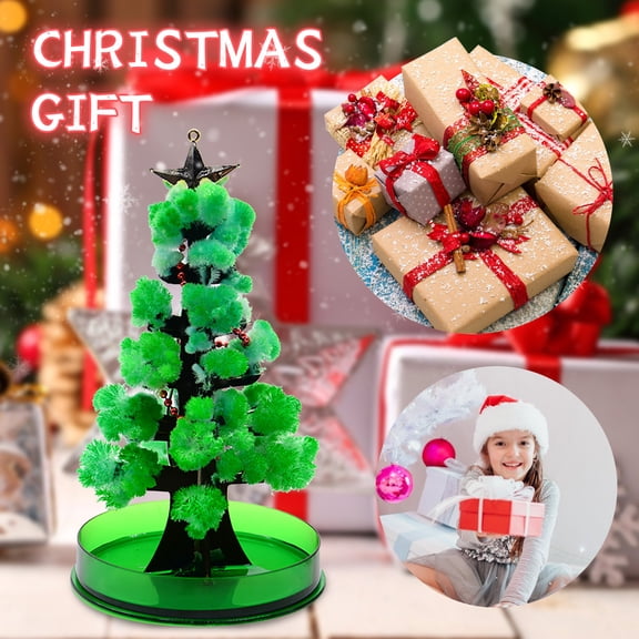 Magic Crystal Growing Christmas Tree, STEM Science Kit for Kids Holiday Activity, 3.7x5.5 Inch, 1PC