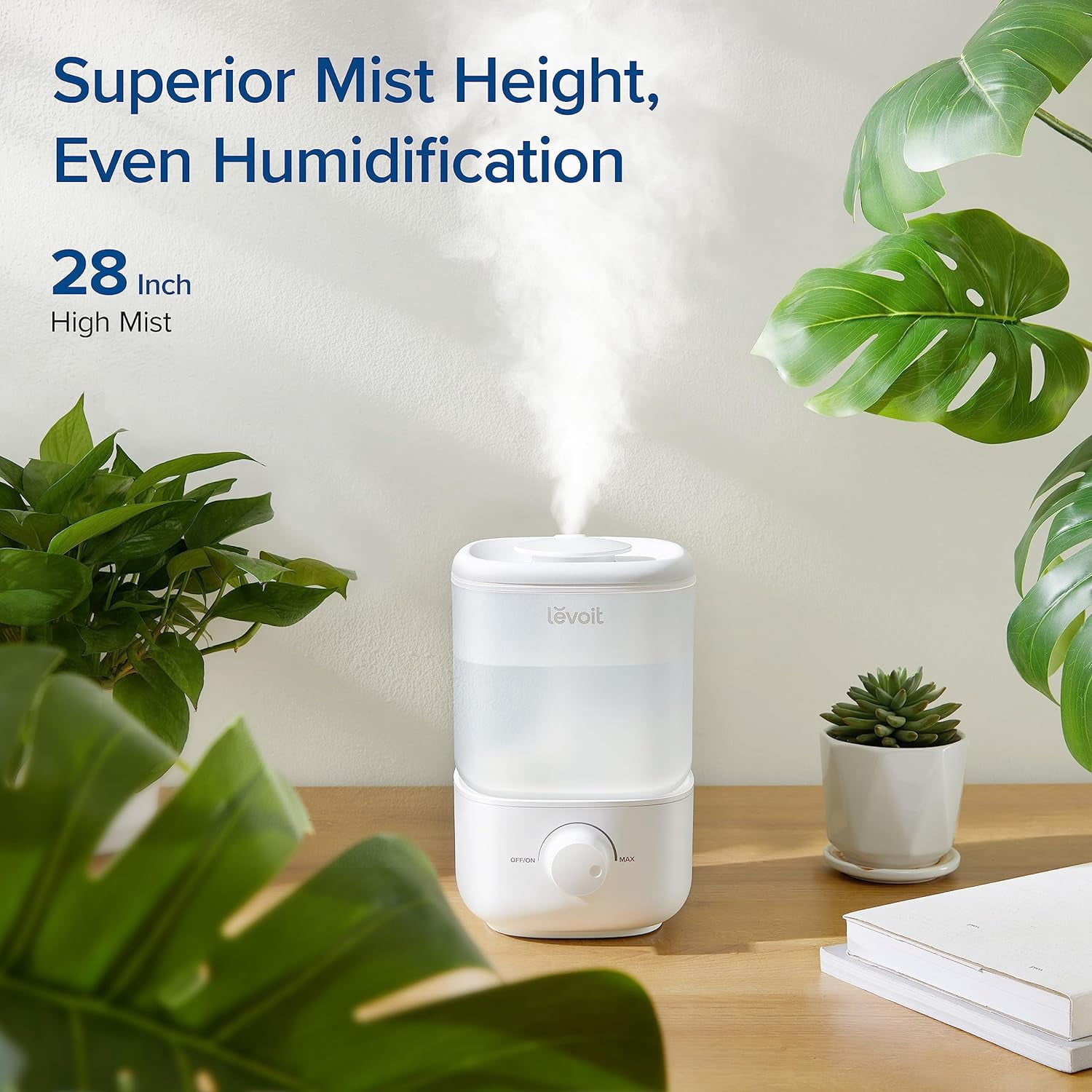 Top Fill Humidifiers for Bedroom, 2.5L Tank for Large Room, Easy to Fill & Clean, 28dB Quiet Cool Mist Air Humidifier for Home Baby Nursery & Plants, Auto Shut-off for Safety, 25H