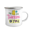 thumbnail image 2 of Cat Lover Coffee Mug, Thinking Of You, Cat Mom Mug, Cat Dad Mug-12 oz Stainless Steel Enamel Finish White Camper Coffee Mug, 2 of 2