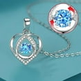 thumbnail image 4 of SFTING 925 Sterling Silver Heart Pendant Necklace Blue Zirconia with 18in Chain Gift for Women, 4 of 7