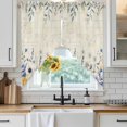 thumbnail image 4 of Blue Flowers Kitchen Window Curtains, Swag Curtains Valance for Bedroom Living Room Bathroom, Eucalyptus Farmhouse Floral Butterfly Rod Pocket Window Treatment Curtain Block Drapes 2 Panels 28"x36", 4 of 9