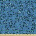 thumbnail image 2 of Ambesonne Leaves Fabric by the Yard Upholstery, Scenes from Nature, 1 Yard, Blue and Violet Blue, 2 of 5