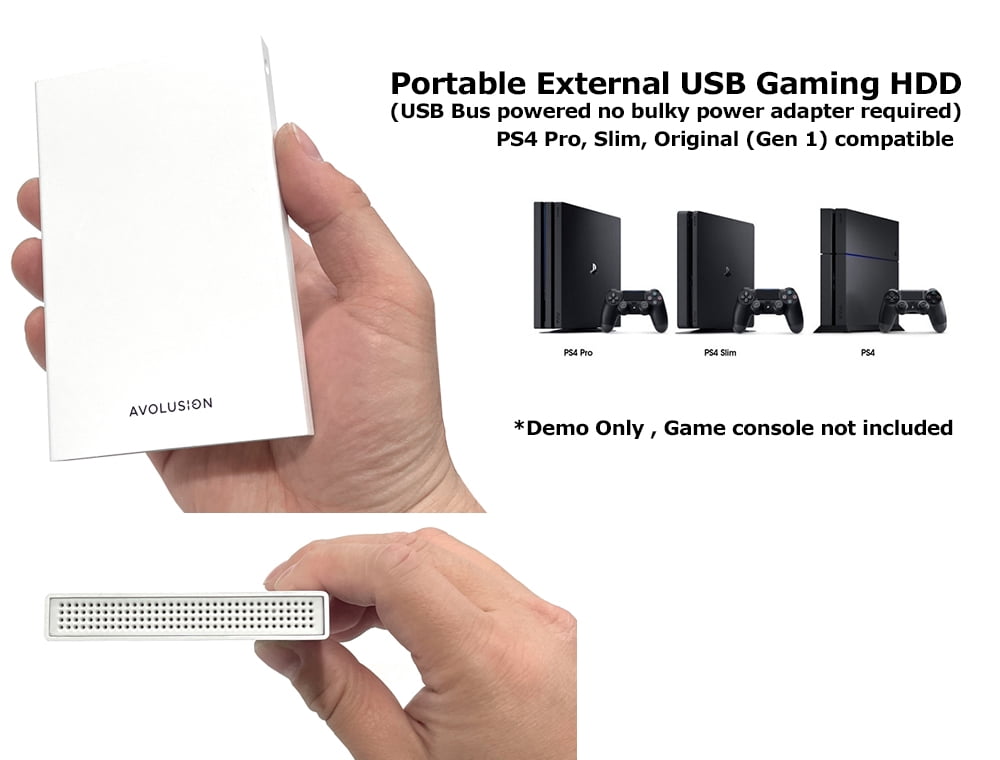 Avolusion HD250U3-WH 1TB USB 3.0 Portable External Gaming PS4 Hard Drive - White (PS4 Pre-Formatted) - 2 Year Warranty