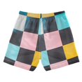 thumbnail image 7 of FORMRS Boys Swim Trunks Quick Dry Mesh Liner Boardshorts Sizes XS-XL, Pink Checkered Pattern, 7 of 7