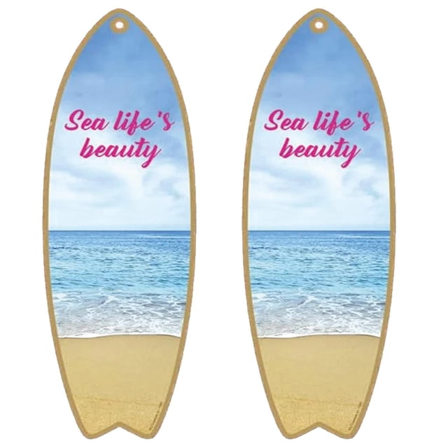 Letreros de Playa Colgante SurfShift 2Pzas 16x45cm Madera Tabla de Surf.