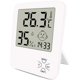thumbnail image 1 of Mini termómetro higrómetro digital de alta precisión para interiores con soporte plegable y reloj despertador para indicador de nivel de comodidad en el hogar, oficina, cocina, jardín, etc. Blanco, 1 of 6