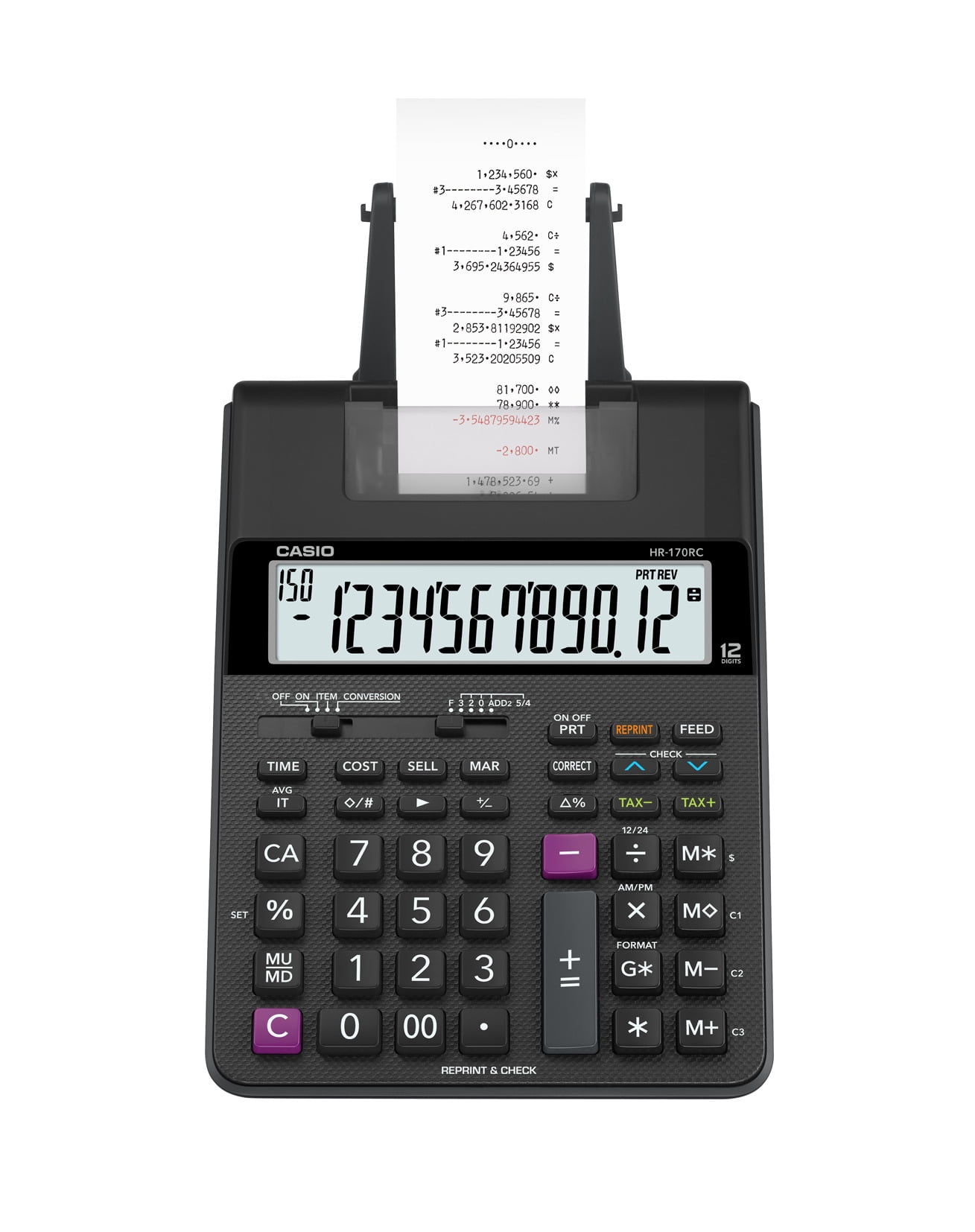(2 pack) Casio HR-170RC Printing Calculator, Black with 12 Digit Display for Business and High School