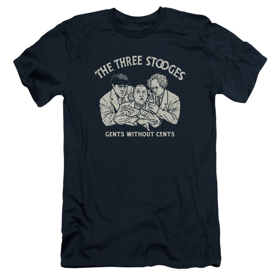 Three Stooges Without Cents S/S Adult 30/1 T-Shirt Navy