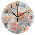 thumbnail image 4 of Blooming Roses with Dew Round Wall Clock Silent Analog Battery Operated Gold Pointer Home Decor 9.84" Diameter, 4 of 11