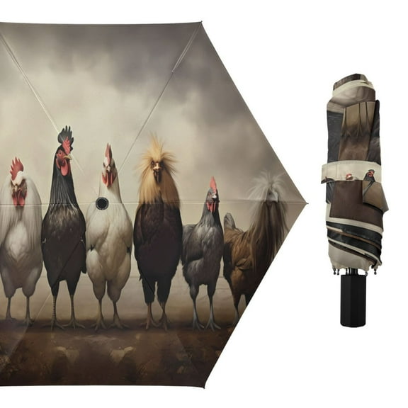 Various Color Chicken Compact Sun Umbrella Windproof Travel Umbrellas for Rain Strong Portable UV Protection