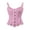 Pink, variant on Womens Lace Steel Boned Corset Solid Petal Fishbone Strap Strapless Short Corset Boned Bustier Shapewear Tummy Control Pink XL