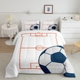 thumbnail image 2 of Football Bedding Set Twin Size Soccer Comforter&nbsp;Set Teens,Orange White Sports Themed Quilt Bed Set Football Field Bed Comforter&nbsp;Sets Room Decor with 1 Pillowcase, 2 of 6