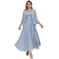 thumbnail image 1 of Vestidos de chifón azul polvoriento CDSSL para la madre de la novia, 22 W, 1 of 6