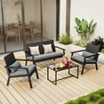 thumbnail image 6 of Noelse Patio Furniture Set,4 Piece Outdoor Wicker Patio Conversation Set with Wide Seating and Coffee Table for Balcony, Backyard, and Porch,Gray, 6 of 10