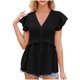 thumbnail image 3 of Camisetas de Manga Larga de Ajuste Seco para los Hombres, Suelto Casual Hoja Hueca Manga Cuello en V Manga Corta Superior para el Uso Diario de las Mujeres, 3 of 7