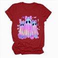 thumbnail image 4 of TOWED22 Halloween T Shirt Women Crew Neck Short Sleeve Awareness Ribbon T Shirts - Bow Ghost Graphic Print Loose Top Funny Fashion Clothes(Red,XXL), 4 of 5