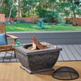 thumbnail image 3 of Laraine Outdoor 32" Wood Burning Light Weight Concrete Square Fire Pit, Grey, 3 of 10