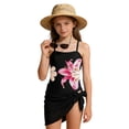 thumbnail image 6 of Linfrsh Girls Bathing Suit Floral Leopard Print One-Piece Swimsuit with Cover Up(Black,11-12 Years), 6 of 8