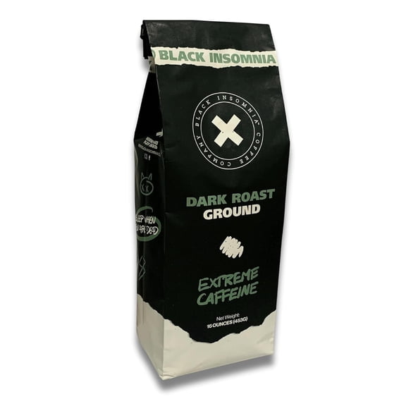 Black Insomnia Ground Coffee Strongest in The World Dark Roast 1lb