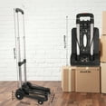 thumbnail image 5 of Folding Hand Truck, Lightweight Luggage Cart Foldable, Iron Tube Luggage  with 4 Rotate Wheels, Pull Rod,  for Moving Travel Shopping Airport Office, 5 of 7