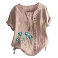 thumbnail image 2 of Aloohaidyvio Tops,Womens Summer Shirts Casual Short Sleeve Flower Printing Loose Tops, 2 of 5