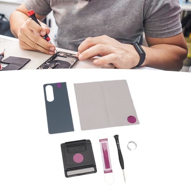 Ymiko Z Fold 4 5G Back Glass Cover Pack With Phone Stand User Manual Cleaning Cloth