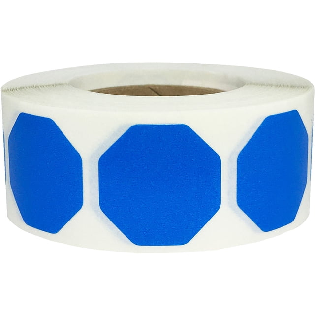Blue Octagon Removable Stickers | 0.75" Inch | 500 Pack