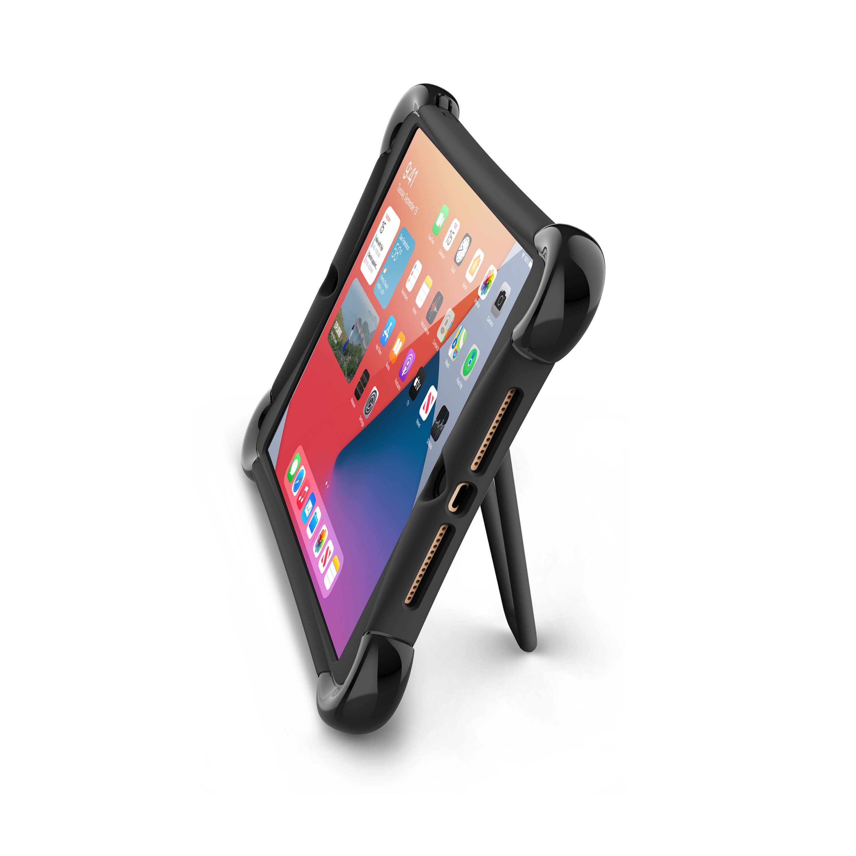 ME Silicone Protective Case with Built-In Stainless Steel Kickstand for iPad 10.2 9th Gen (2021 Release), 8th Gen (2020 Release) and 7th Gen (2019 Release) in Jet Black