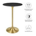 thumbnail image 5 of Modway Lippa 28" Round Modern Wood & Metal Bar Table in Gold/Black, 5 of 7