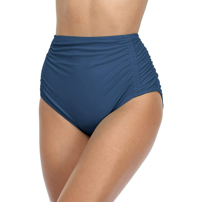 Womens High Waisted Bikini Bottom Ruched Side Swimsuits Bottoms