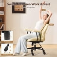thumbnail image 3 of Silla de oficina ergonómica ajustable YFO de cuero crema, 3 of 7