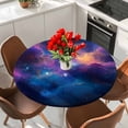 thumbnail image 2 of Color Starry Sky Round Fitted Table Cover Modernism Night Sky Impressionist Style Waterproof Table Cloth with Elastic Edge Wipeable Tablecloth for Picnic Camping Party Fits 45"-54" Diameter, 2 of 8