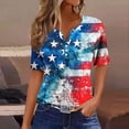 thumbnail image 2 of DeHolifer Women's T-Shirts Plus Size Independence Day Printed V-Neck Button Dressy Blouse Lightweight Casual Tunic Tops Blue M, 2 of 5