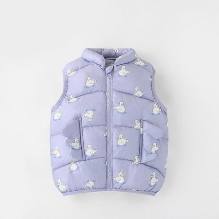

Womail Baby Clothes Savings! Toddler Kids Baby Boys Girls Winter Warm Vest Jacket Water-Resistant Packable Puffer Coat Cute Cartoon Pattern Zip Windproof Outerwear