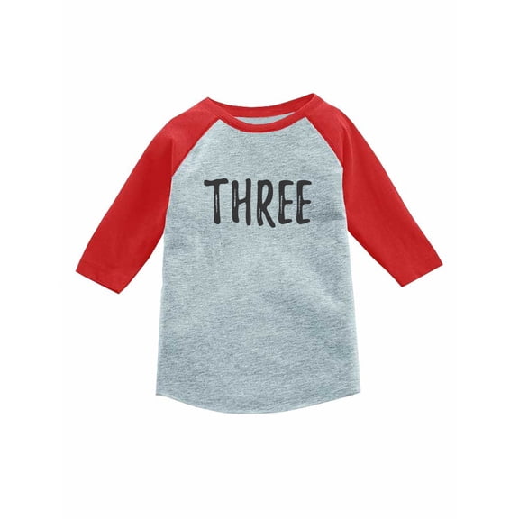 3rd Birthday Gift For 3 Year Old Child 3/4 Sleeve Baseball Jersey Toddler Shirt 2T Red