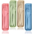 thumbnail image 1 of Reusable Utensils Set with Case, Plastic Travel Utensils for 4 People, Portable Cutlery Set Spoons and Forks Knife Tableware, Camping Flatware for Lunch Box Office Kitchen Picnic or Daily Use, 1 of 6