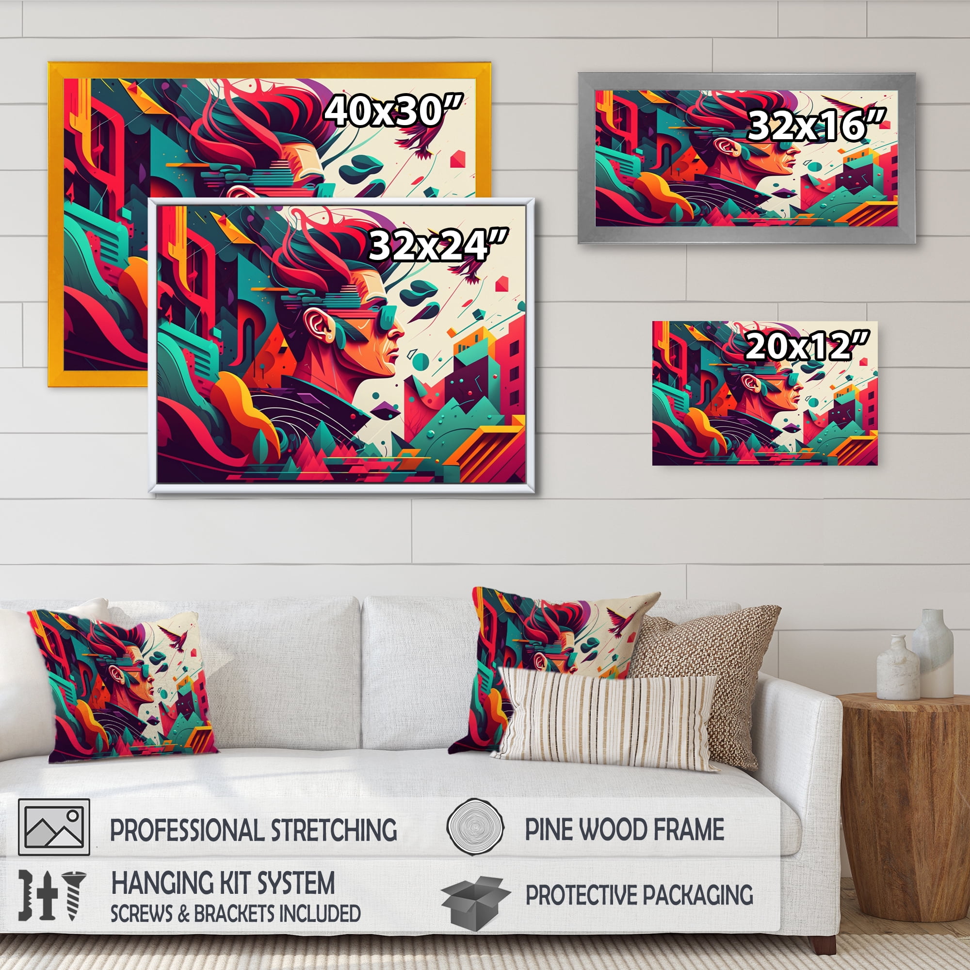 Designart Colorful Side Profile Of Rocker Canvas Wall Art
