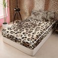 thumbnail image 2 of Meiyoeat Retro Leopard Print Zipper Full Size Comforter Sets with Fitted Sheet and 2 Pillowcases, Furry Animal Pattern Zipper Bedding Set, Beige Brown,4pcs,Black Reversible, 2 of 6