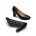 thumbnail image 3 of BURUDANI Women's Block Heels Closed Toe High Chunky Rounded Toe Pumps Comfortable Slip On Work Shoes, 3 of 6