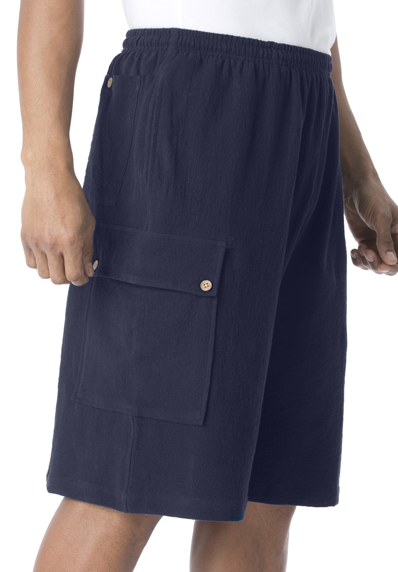 Men's Big & Tall Gauze Cotton Cargo Shorts With Inside Drawstring