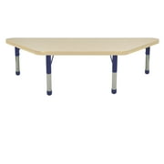 ECR4Kids 24in x 48in Trapezoid Everyday T-Mold Adjustable Activity Table Maple/Maple/Navy - Chunky Leg