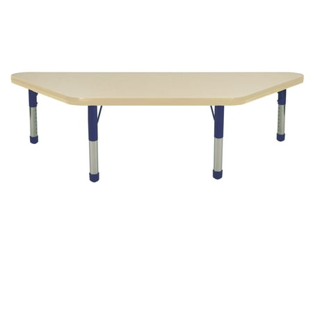 ECR4Kids 24in x 48in Trapezoid Everyday T-Mold Adjustable Activity Table Maple/Maple/Navy - Chunky Leg